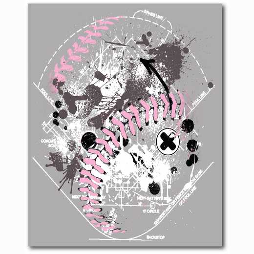 WEB-TS107-16x20: Pink/Grey Softball, 16x20